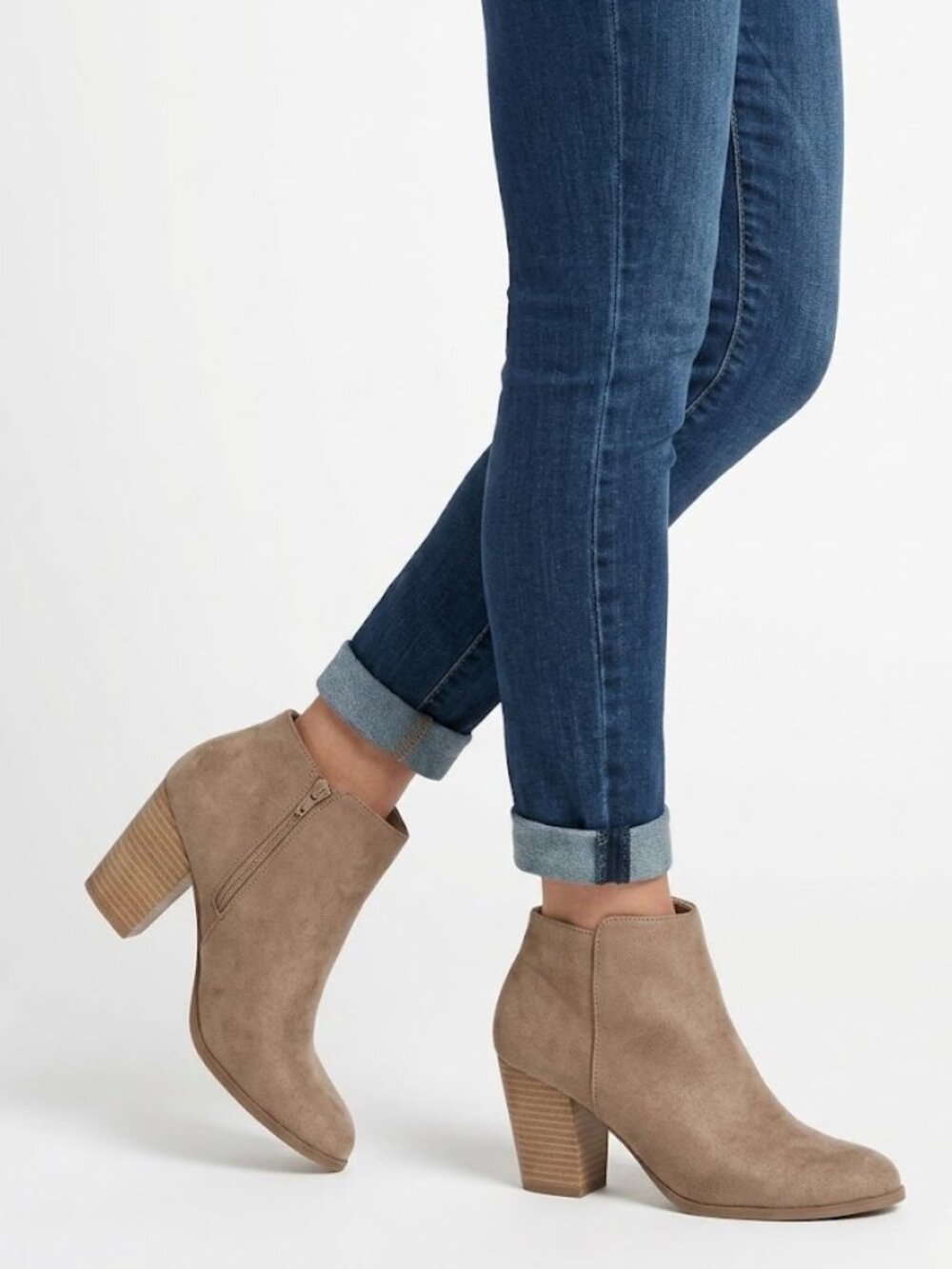 Old Navy Coastal Cowgirl Tan Faux Suede Stacked Block Heel Ankle Booties 7